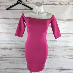 Bardot Off the Shoulder Bright Pink Bodycon Dress sz XS
